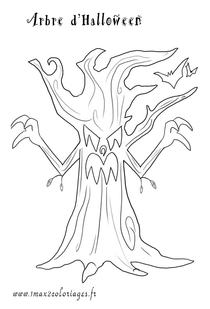 coloriage Un arbre d'halloween