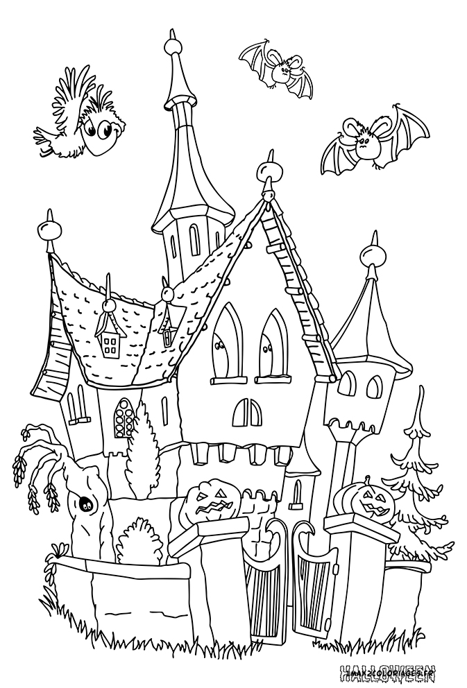 coloriage le chateau hante