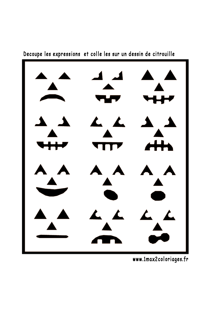 coloriage pour halloween decoupe les expressions