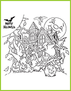 coloriage de manoir d'halloween 