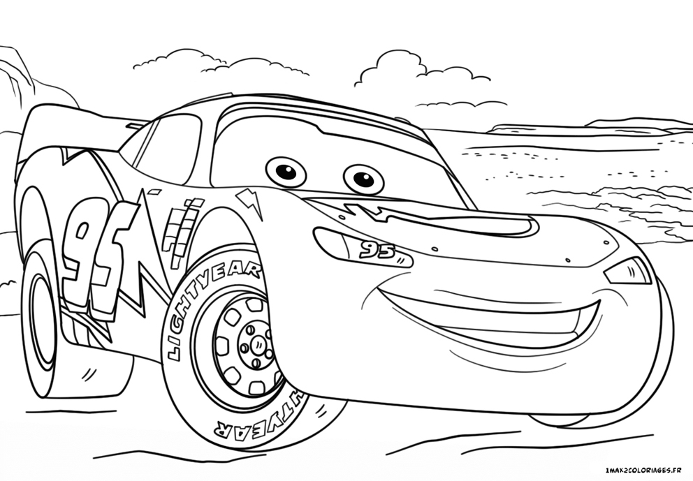 coloriage  Flash Mac Queen de cars 3