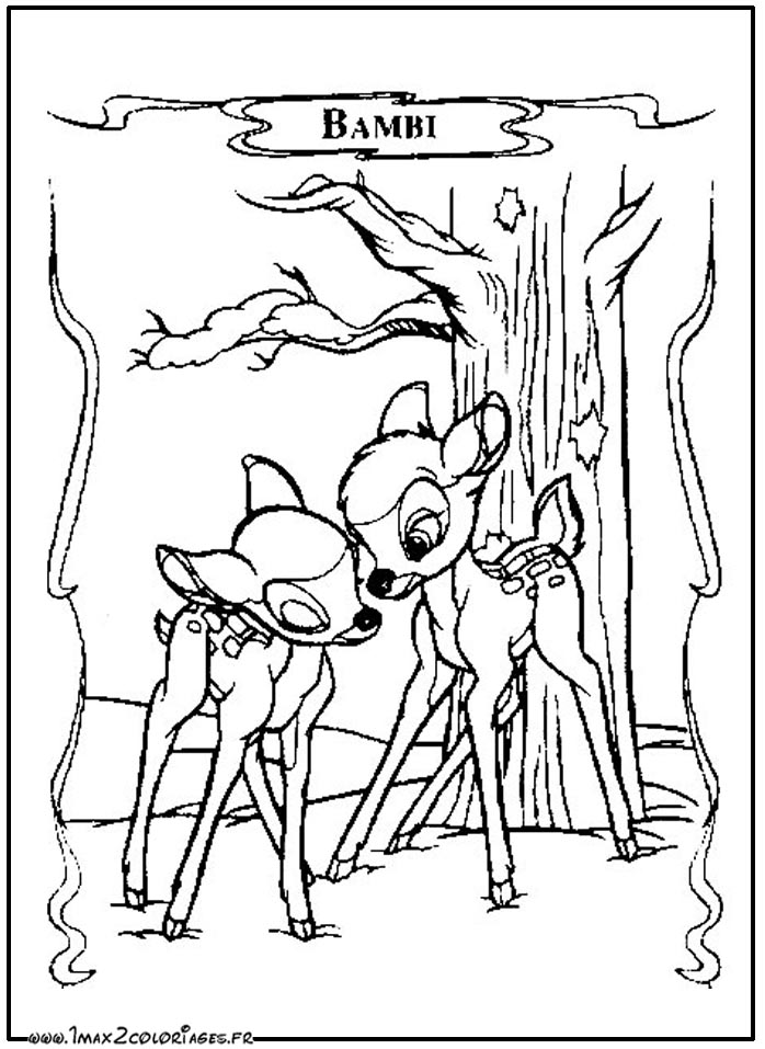 coloriages Féline et Bambi