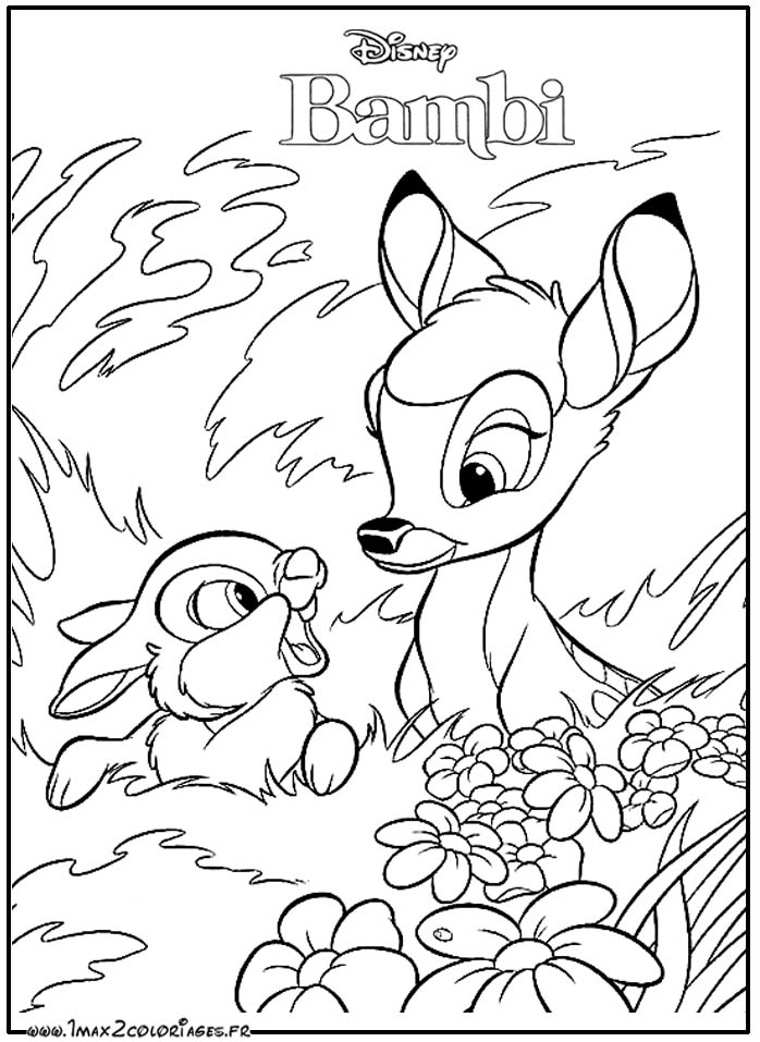 coloriage princesses disney. coloriages de Bambi de Walt