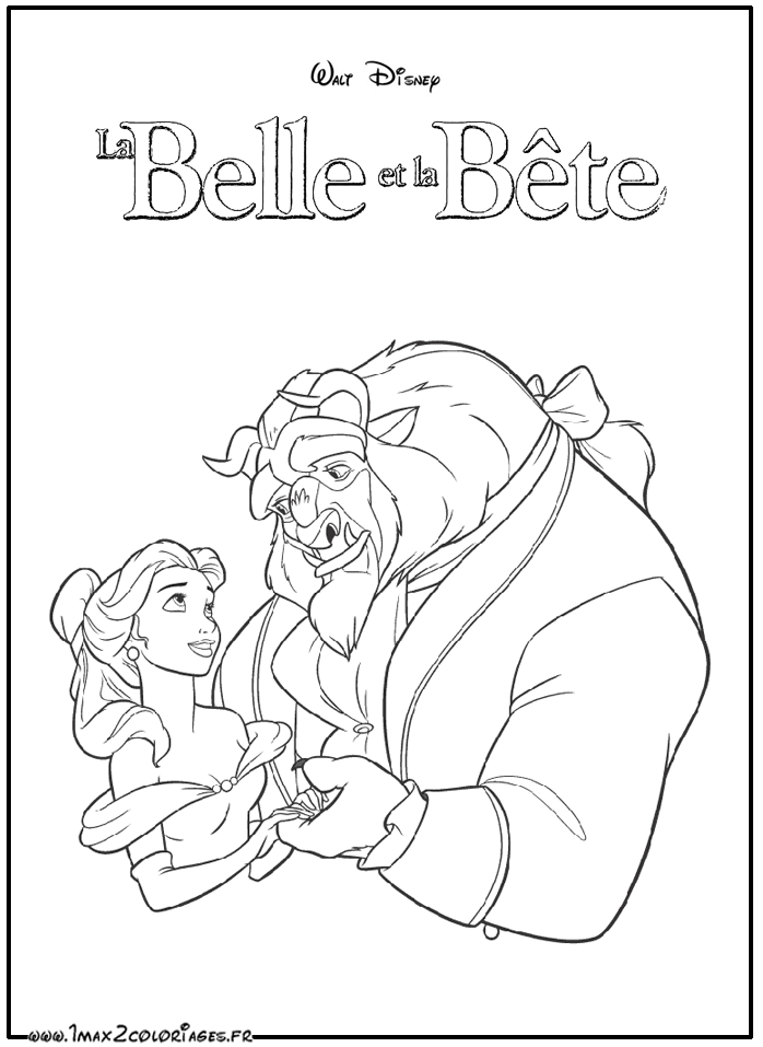 coloriages La Belle et la Bête Amoureux