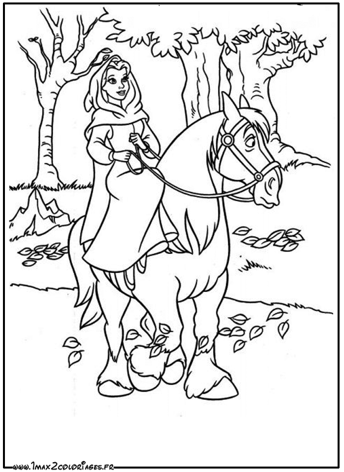 coloriages Belle et son cheval