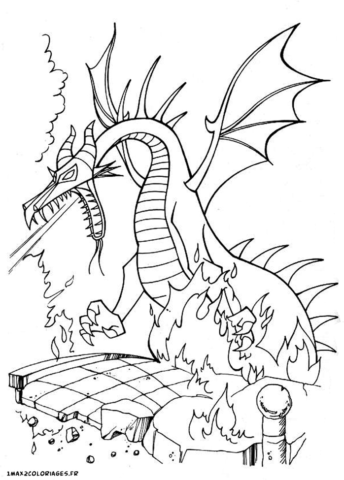 Coloriages de la belle au bois dormant de walt Disney  Le dragon de la