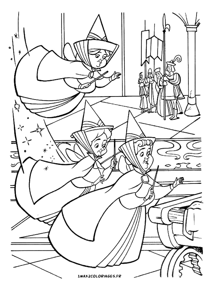 Coloriages de la belle au bois dormant de walt Disney  Les marraines d