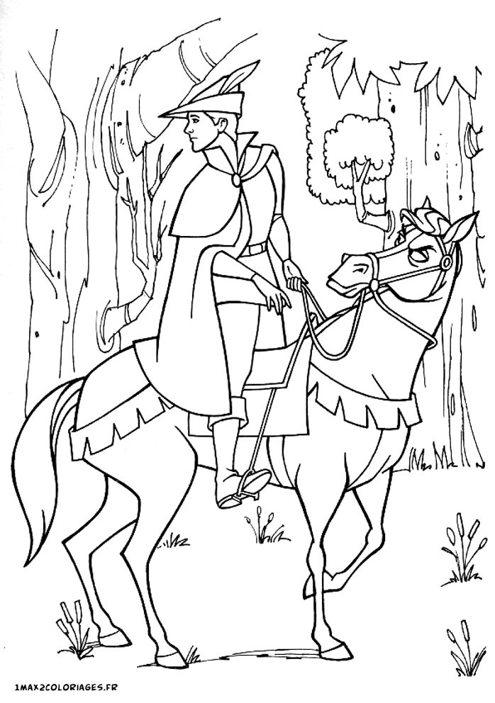 Coloriages de la belle au bois dormant de walt Disney  Prince