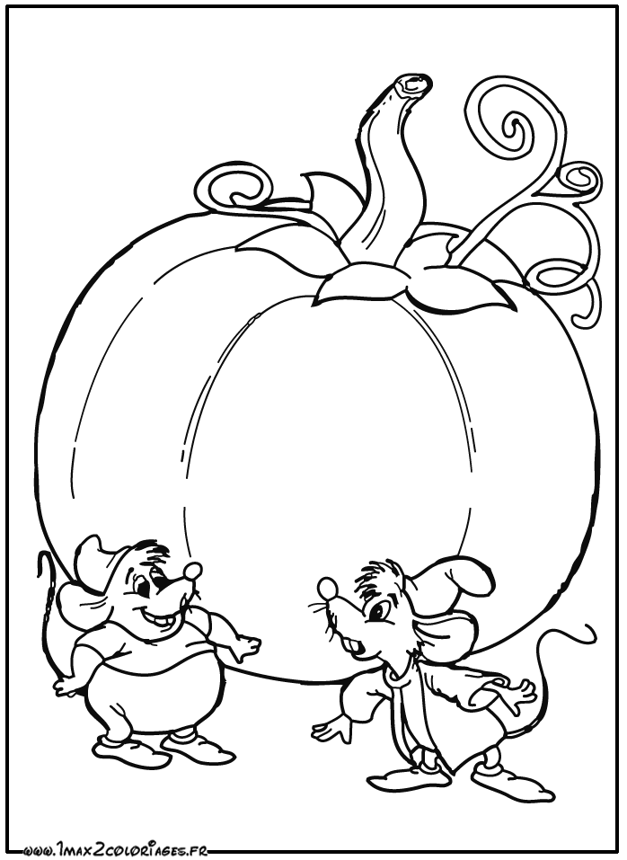 coloriage Cendrillon les souris et la citrouille