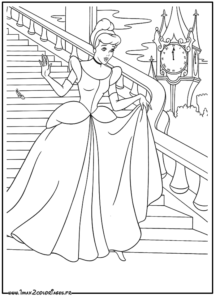 coloriage Cendrillon dans sa robe