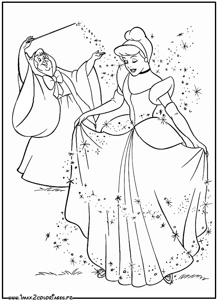 coloriage Cendrillon se coiffe