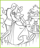 coloriage Cendrilllon et le Prince dansent