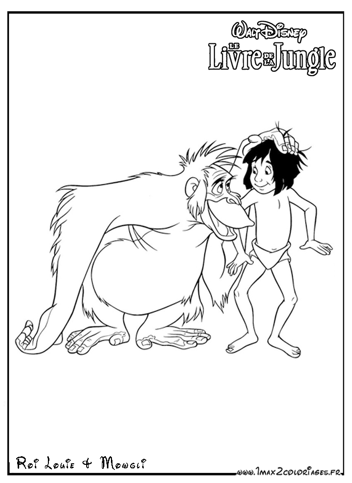 Roi Louie caresse les cheveux de Mowgli