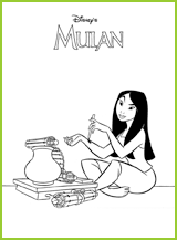 coloriage Mulan est une jeune fille vive, intelligente et dynamique