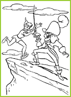 Peter pan et le capitaine Crochet combattent à l'épé