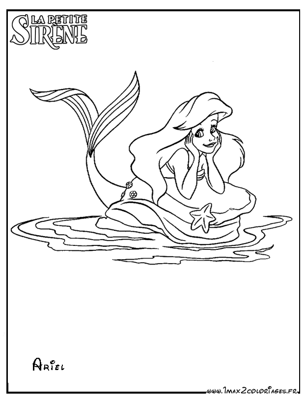 Coloriages Ariel sur un Rocher