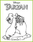 Tarzan est sur le dos de Kala