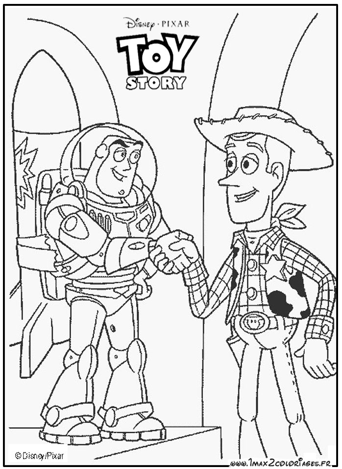 coloriages Buzz et Woody font connaissance