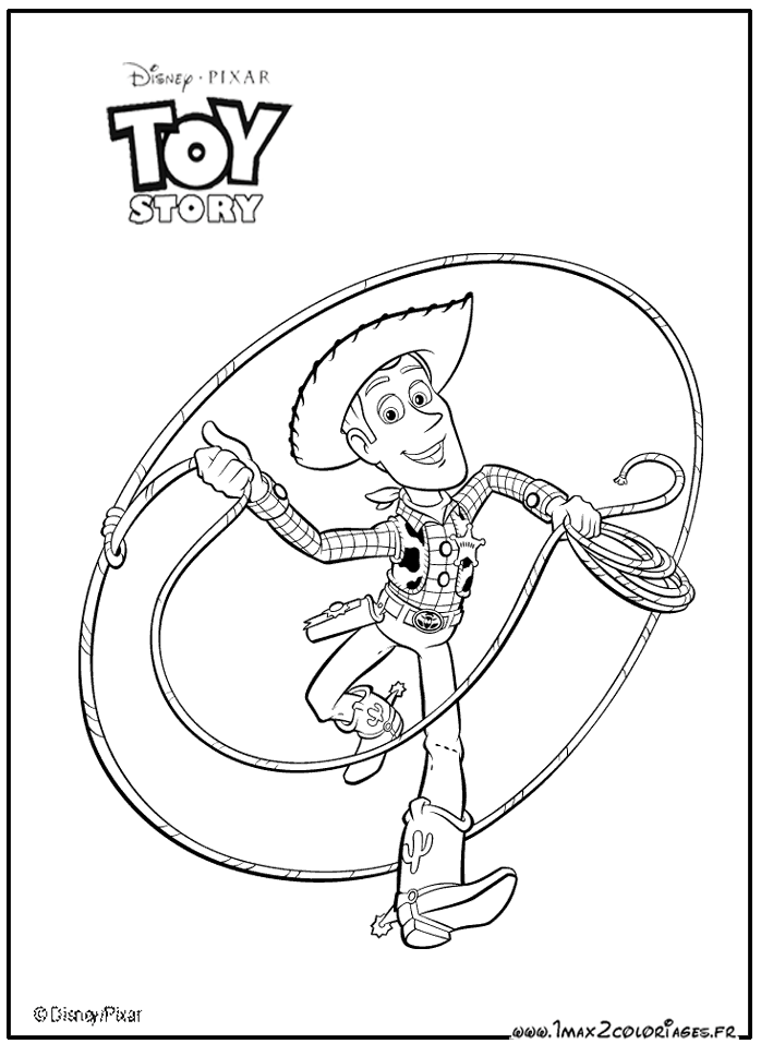 coloriages Woody lance son lasso