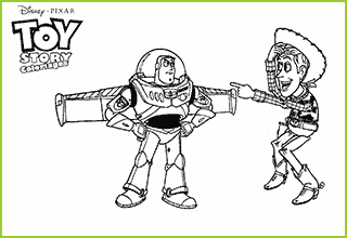 coloriage toy story 2 woody et buzz l'eclair