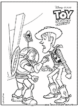 coloriage toy story 2 woody et buzz l eclair