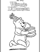 coloriages Winnie et le gâteau d'anniversaire