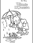 coloriages Winnie sous la pluie