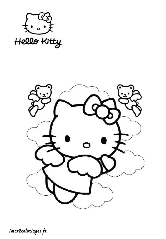 coloriage Hello Kitty s'envole