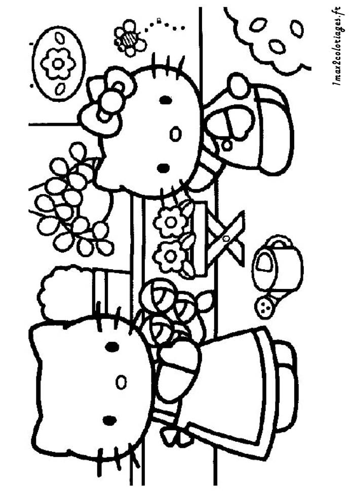 coloriage Hello Kitty et sa maman