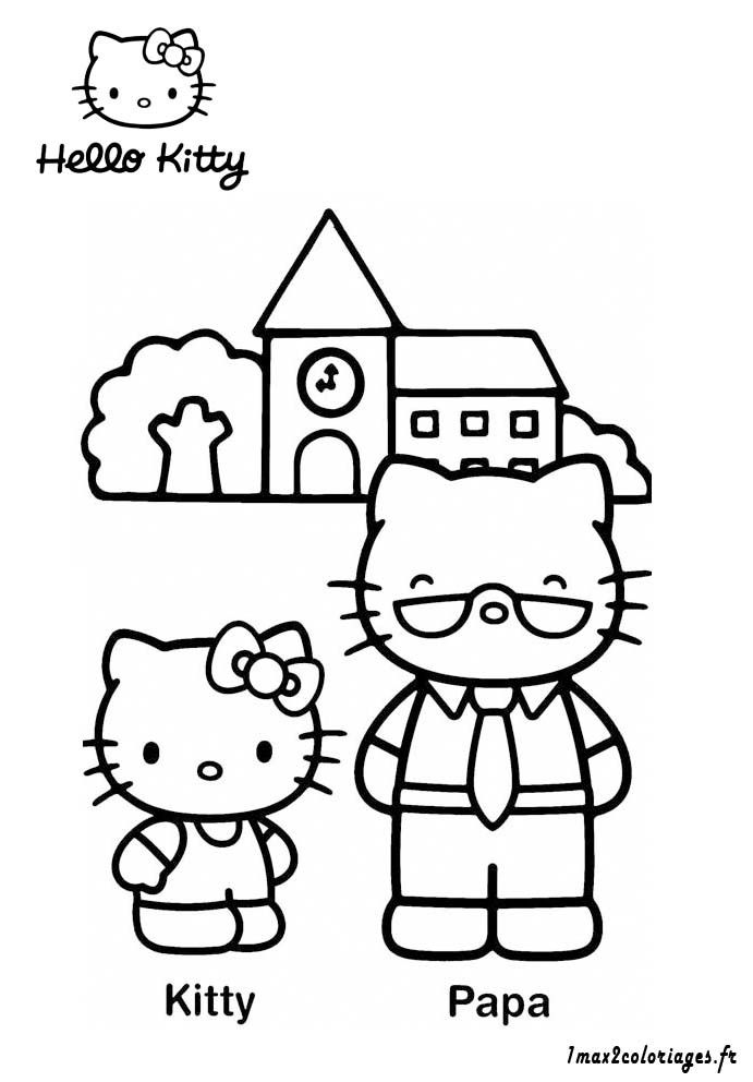 coloriageHello Kitty et son papa