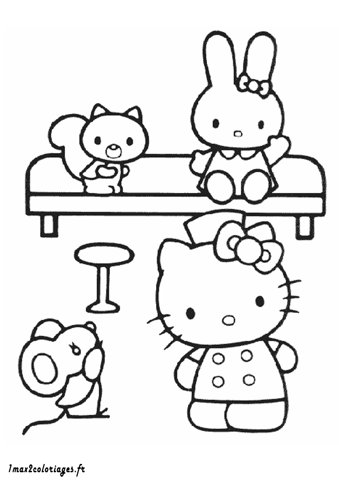 coloriage Hello Kitty et ses amis