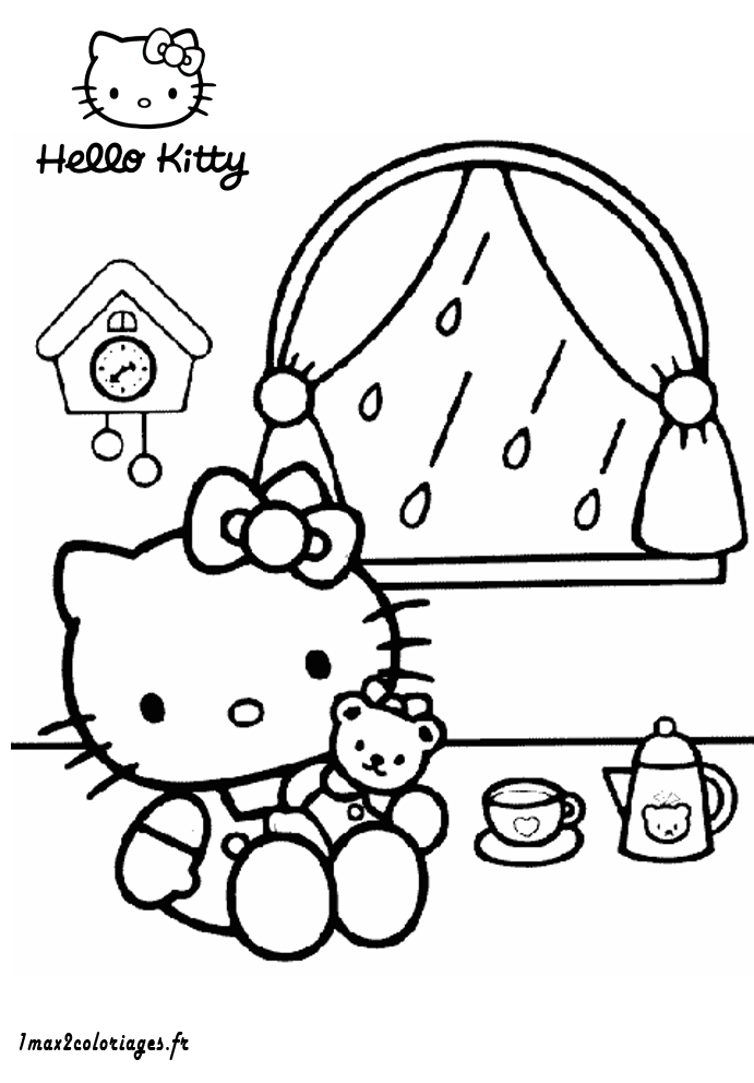 coloriage hello kitty au salon