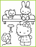coloriage Hello Kitty et ses amis
