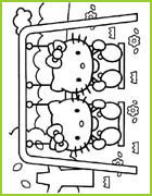 coloriage hello kitty sur la balancoire