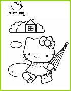 coloriage hello kitty se promene