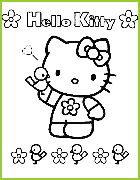 coloriage hello kitty et les oiseaux