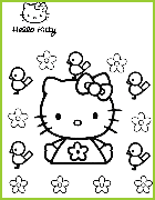 coloriage hello kitty et les moineaux