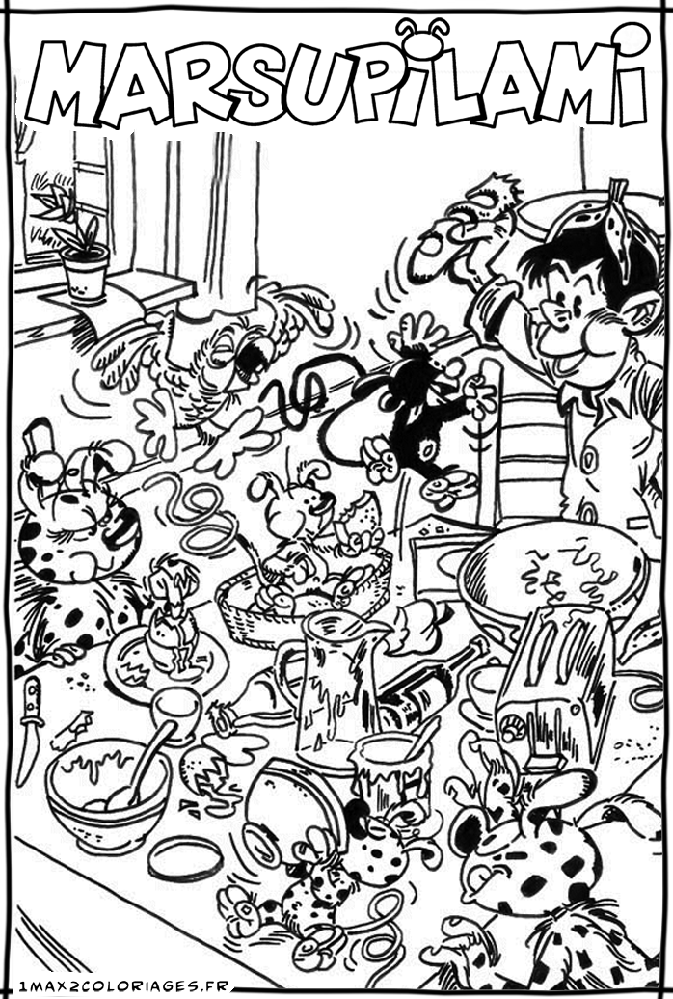 coloriages Les bébés Marsupilami font la fête