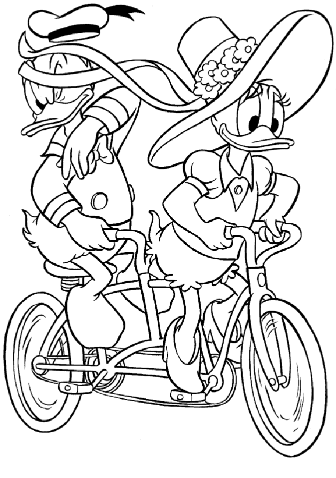Donald et Daisy sur le vélo