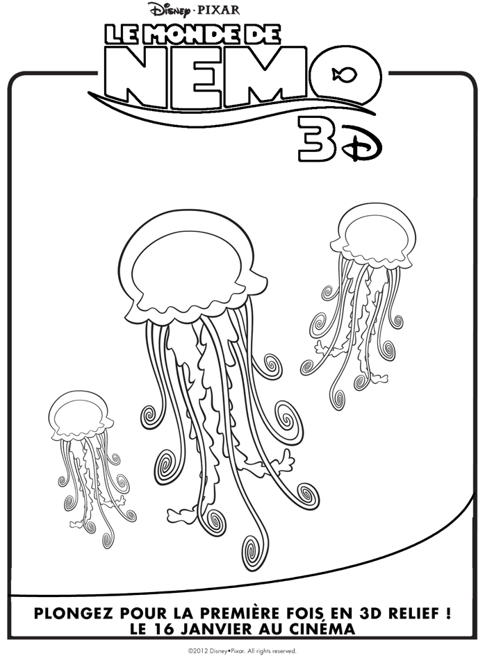dessin nemo 3d Les meduses