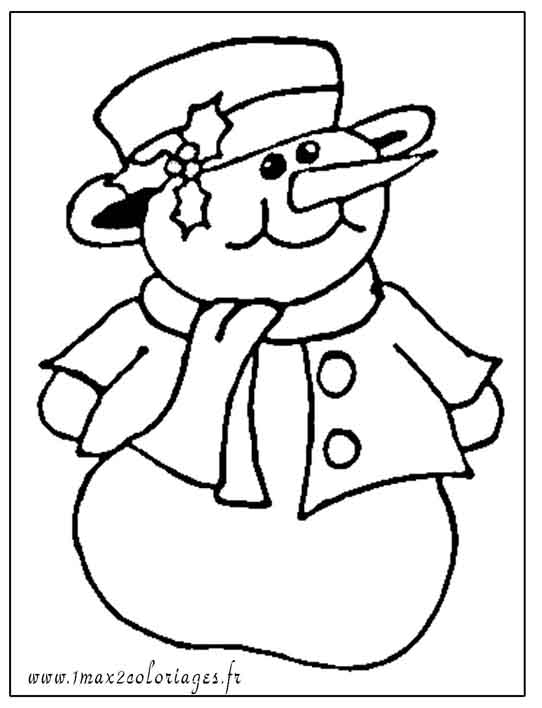 Coloriage de noel  Colorie ce mignon bonhomme de neige