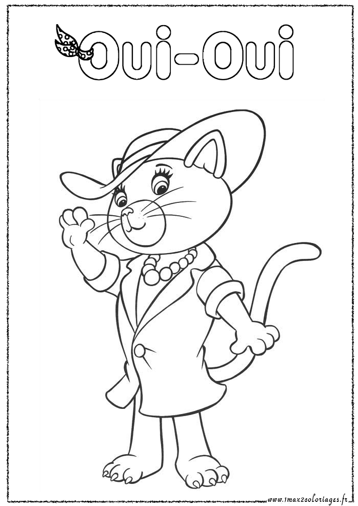 coloriage Mademoiselle Chatounette, la chatte en peluche 