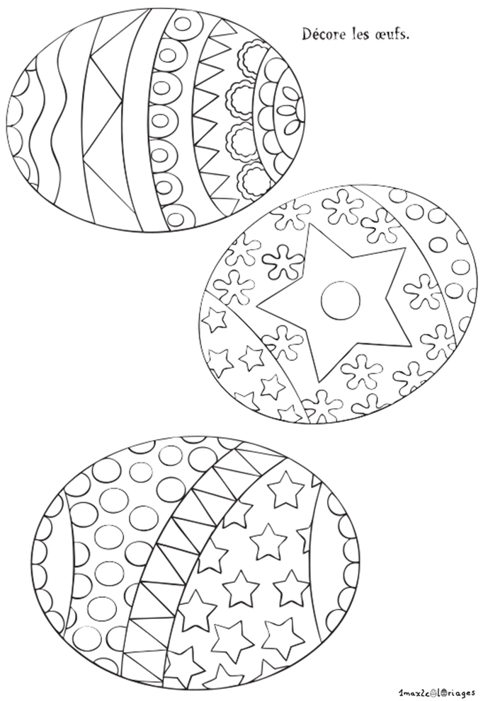 Coloriage 3 oeufs de Pâques