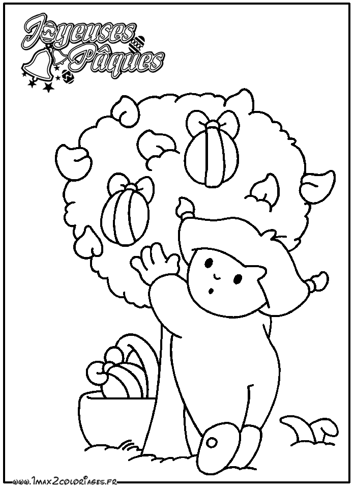 Coloriage Un arbre à oeuf de Pâques