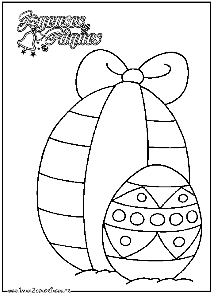 Coloriage 2 oeufs de pâques