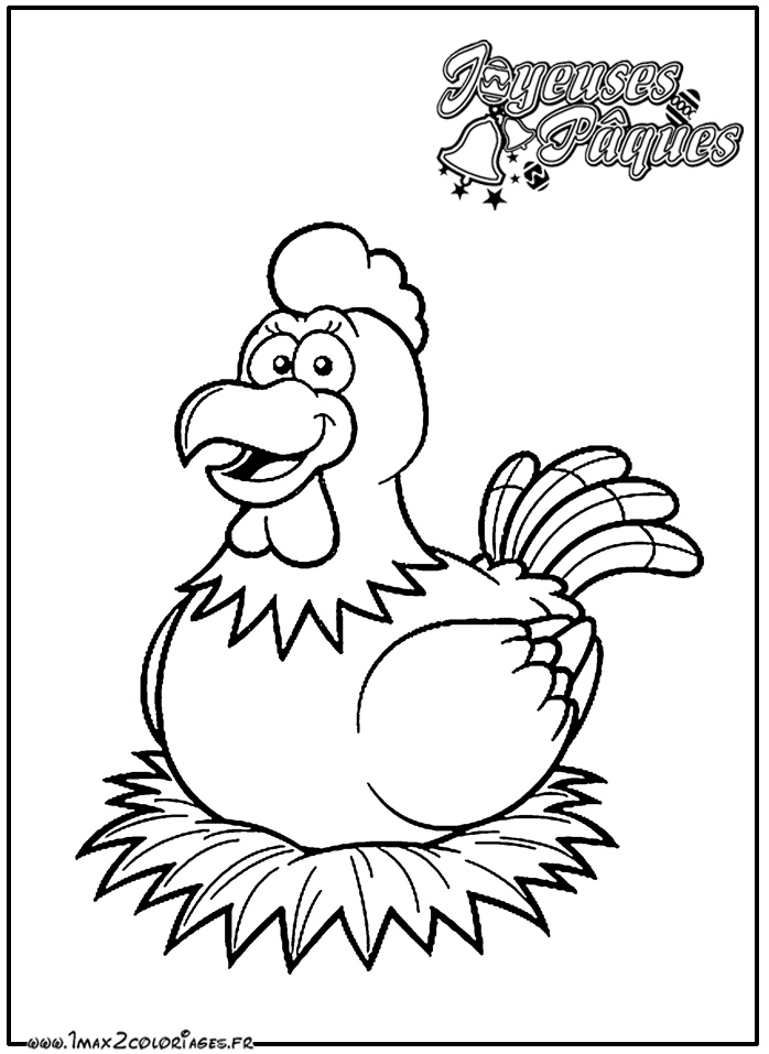 Coloriage Poule de Pâques