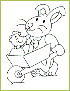 Coloriage lapin et poule de paques