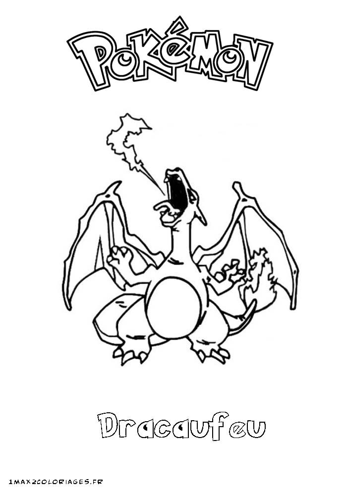 coloriage pokemon Dracaufeu