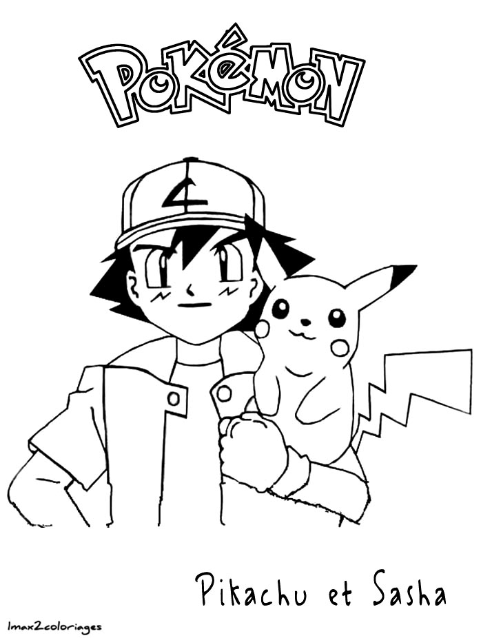 coloriages Pikachu et Sacha