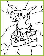 coloriages Pikachu est sur la tête de Sasha